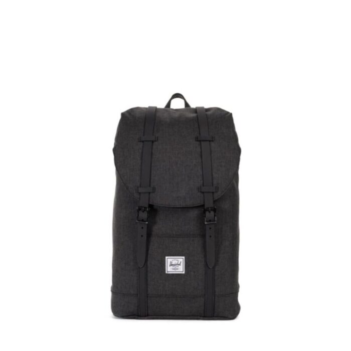 herschel retreat mid 600d poly black crosshatch backpack 10329 02093 os 240801113204